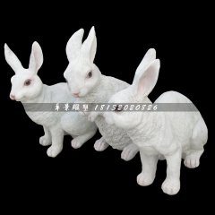 仿真小白兔，玻璃鋼動物雕塑