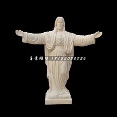 漢白玉西方人物，耶穌石雕