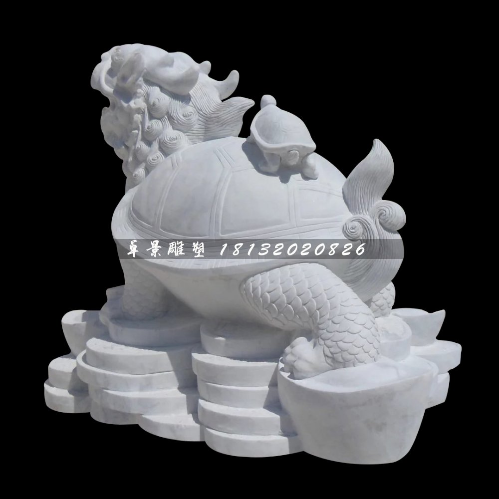 龍龜石雕，漢白玉神獸雕塑