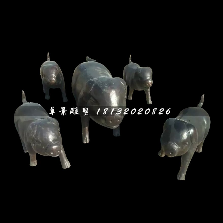 鑄銅的雕塑，小豬銅雕
