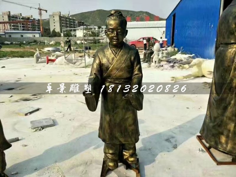 孔融讓梨雕塑，玻璃鋼仿銅人物 (1)