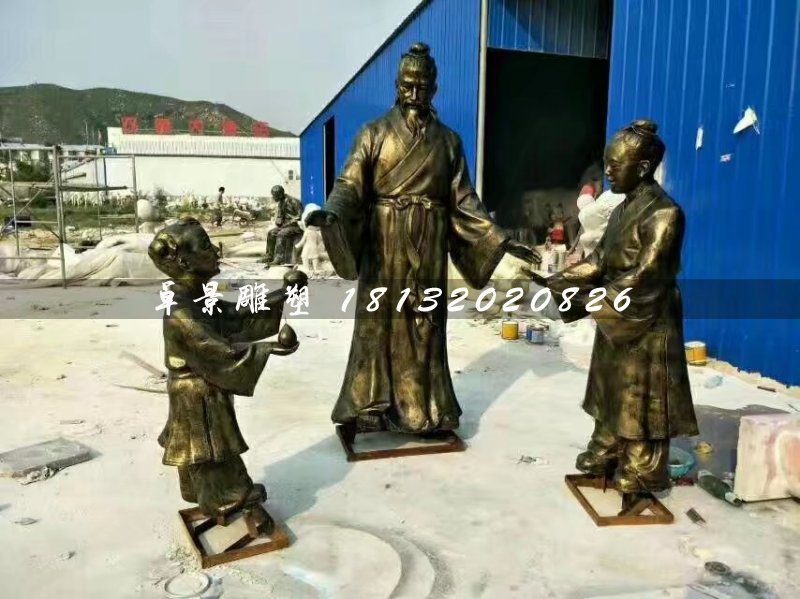 孔融讓梨雕塑，玻璃鋼仿銅人物 (2)
