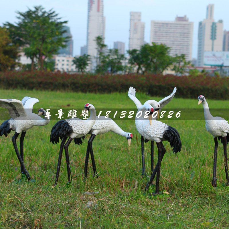 仿真動物雕塑，玻璃鋼仙鶴雕塑 (2)