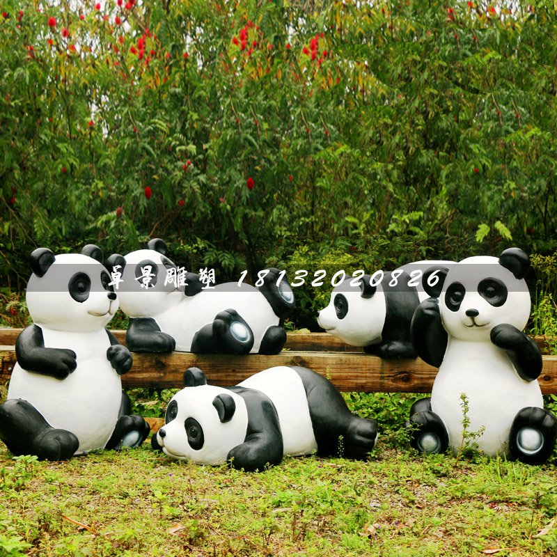 公園大熊貓雕塑，玻璃鋼動物雕塑 (3)