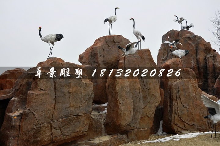 仿真仙鶴雕塑，玻璃鋼動物雕塑