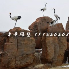 仿真仙鶴雕塑，玻璃鋼動物雕塑