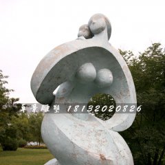 公園抽象人物石雕，母子情深石雕