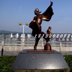 聞雞起舞銅雕，古代人物銅雕