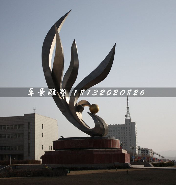 抽象鳳凰雕塑，不銹鋼廣場雕塑