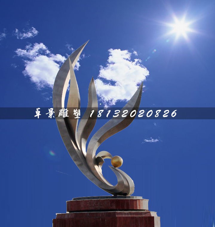 抽象鳳凰雕塑，不銹鋼廣場雕塑 (2)