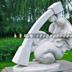 彈豎琴石雕，公園抽象人物石雕