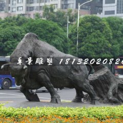 開荒牛銅雕，動物銅雕