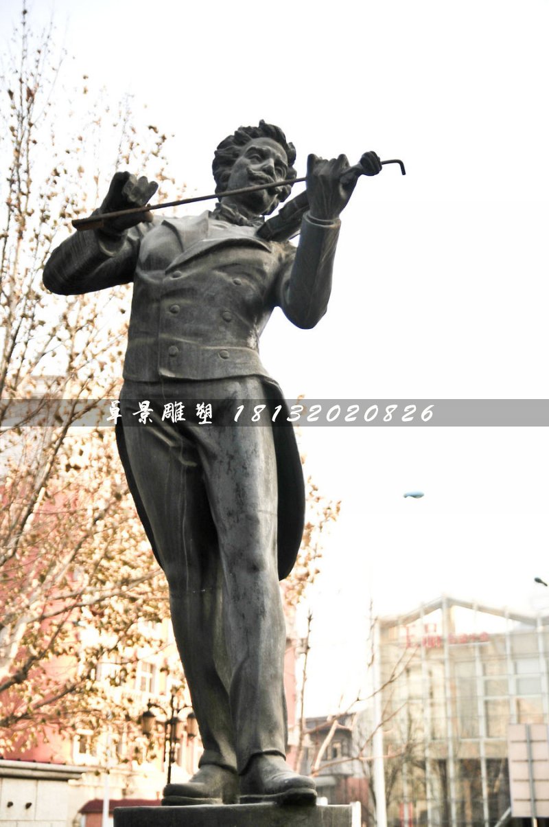 拉小提琴銅雕，西方人物銅雕