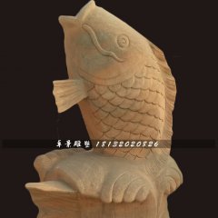 石雕魚，晚霞紅噴水魚石雕