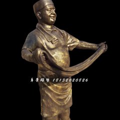 拉面雕塑，玻璃鋼仿銅人物雕塑
