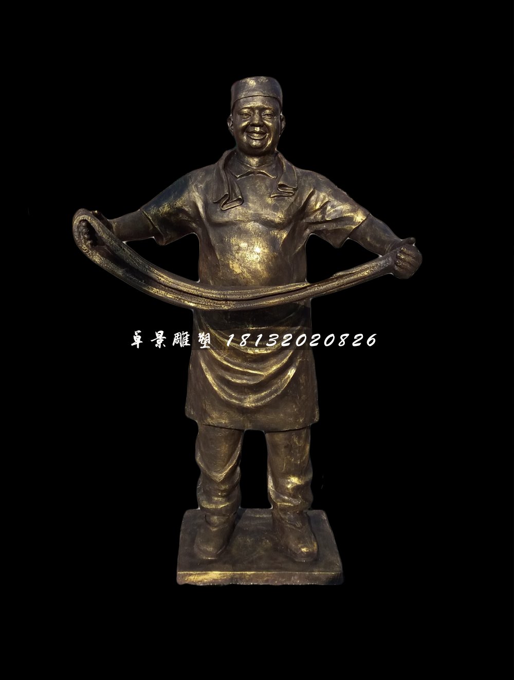 拉面雕塑，玻璃鋼仿銅人物雕塑 (2)