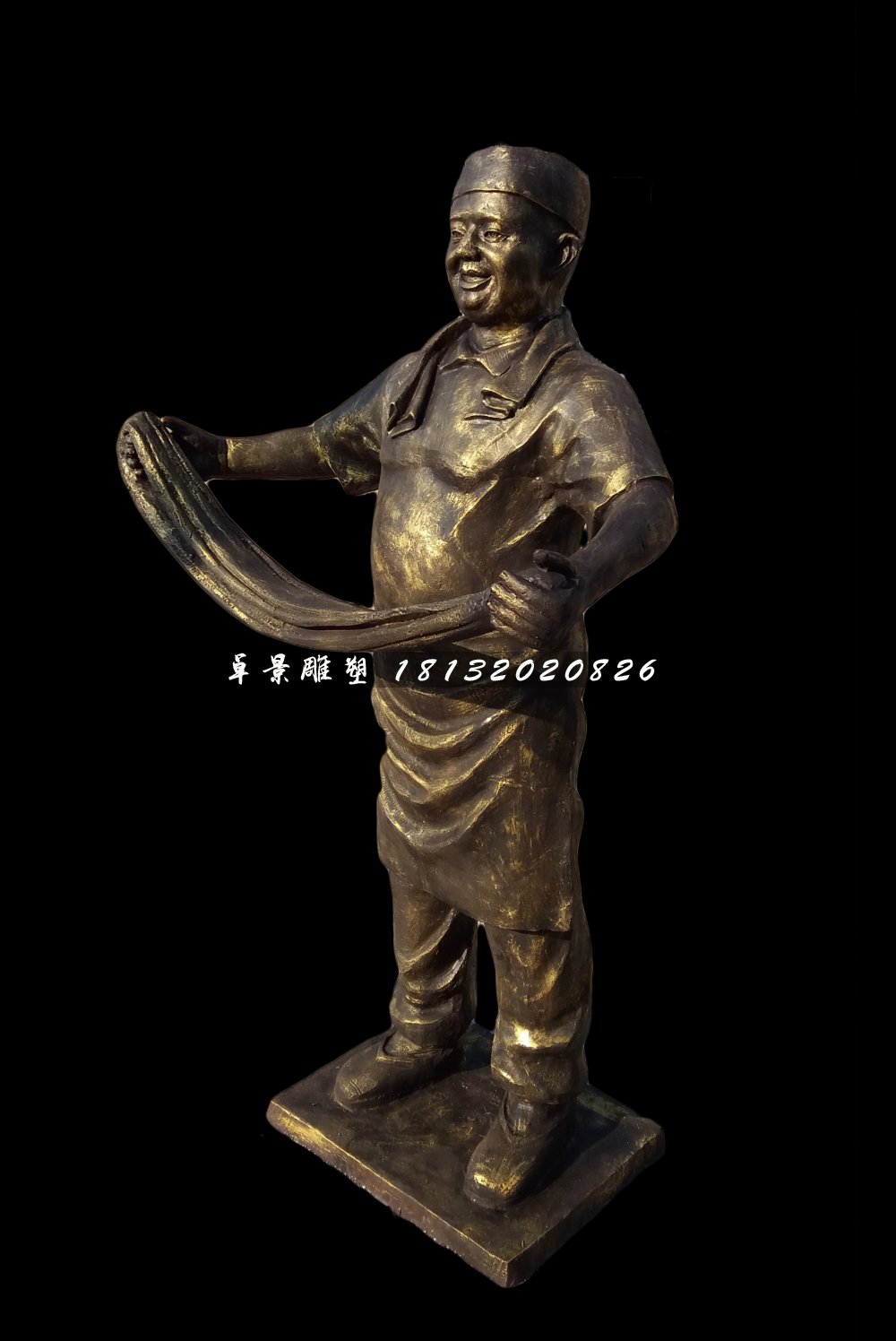 拉面雕塑，玻璃鋼仿銅人物雕塑 (3)