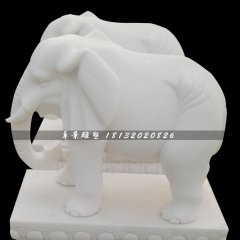 漢白玉小象，漢白玉動物石雕