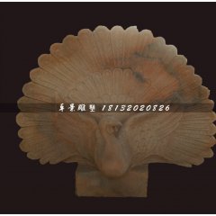 孔雀開屏石雕，晚霞紅動物石雕