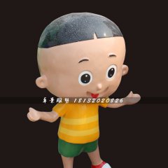 玻璃鋼大頭兒子雕塑，玻璃鋼卡通人物雕塑
