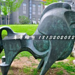 青銅牛，公園抽象動物雕塑