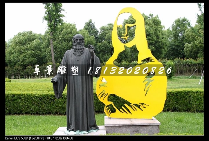 達芬奇銅雕，公園名人銅雕