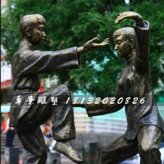 練太極銅雕，公園人物銅雕