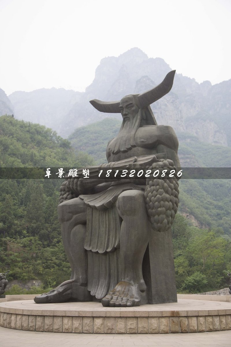 神農雕塑，神話人物銅雕