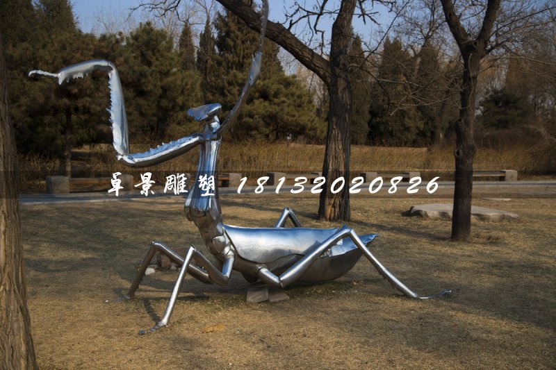 不銹鋼螳螂雕塑，昆蟲雕塑