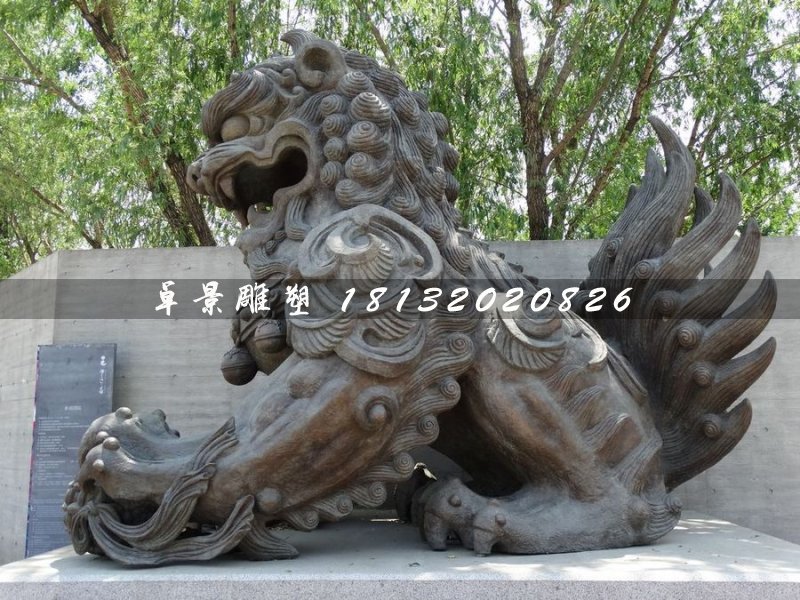 大型銅獅子，戲球獅銅雕 (1)