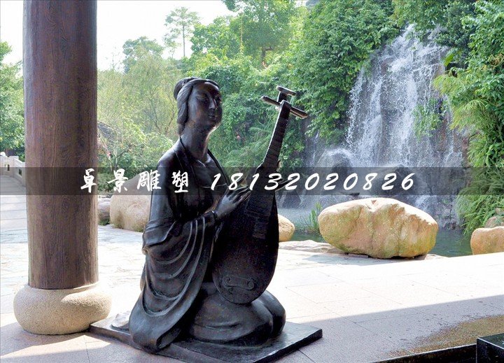 古代樂妓雕塑，公園人物銅雕 (1)