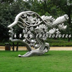不銹鋼美女頭像雕塑，公園景觀雕塑