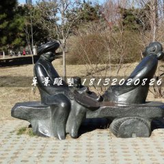 嘮家常銅雕，公園小品銅雕