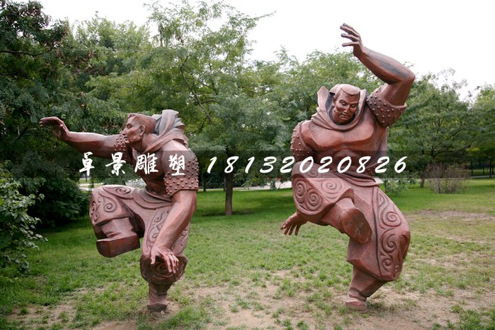 摔跤大漢銅雕，公園鍛銅人物雕塑