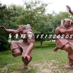 摔跤大漢銅雕，公園鍛銅人物雕塑