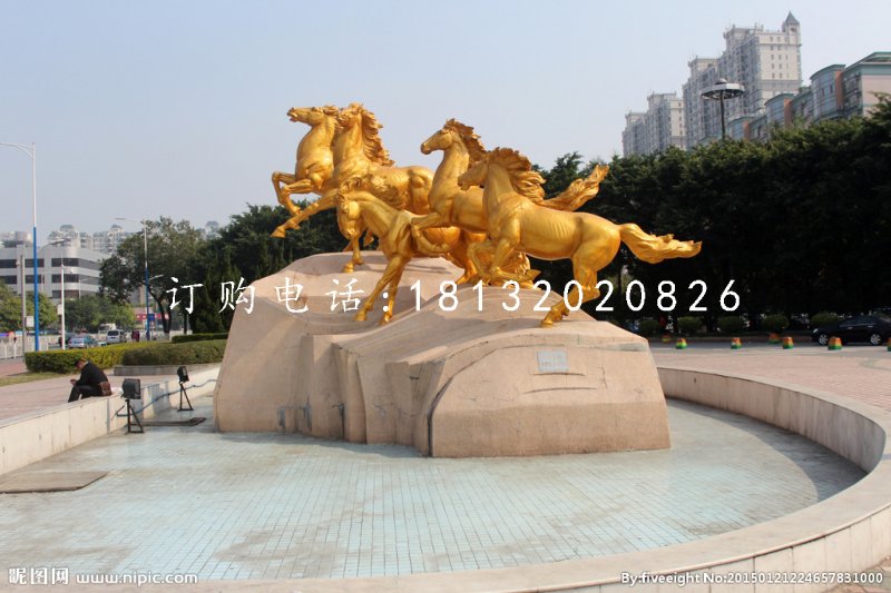 奔騰的馬銅雕，廣場銅馬雕塑 (1)