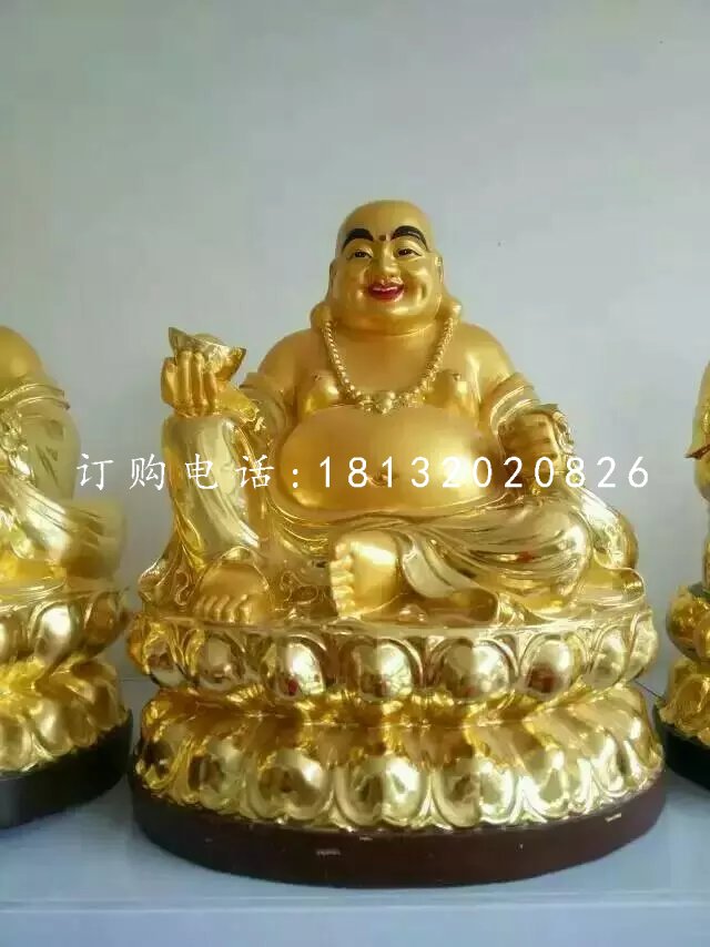 彌勒佛雕塑，玻璃鋼貼金佛像