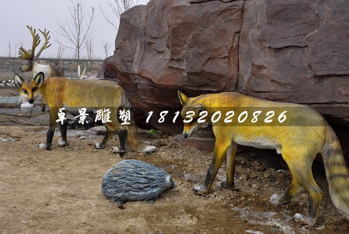 狐貍雕塑，玻璃鋼動物雕塑