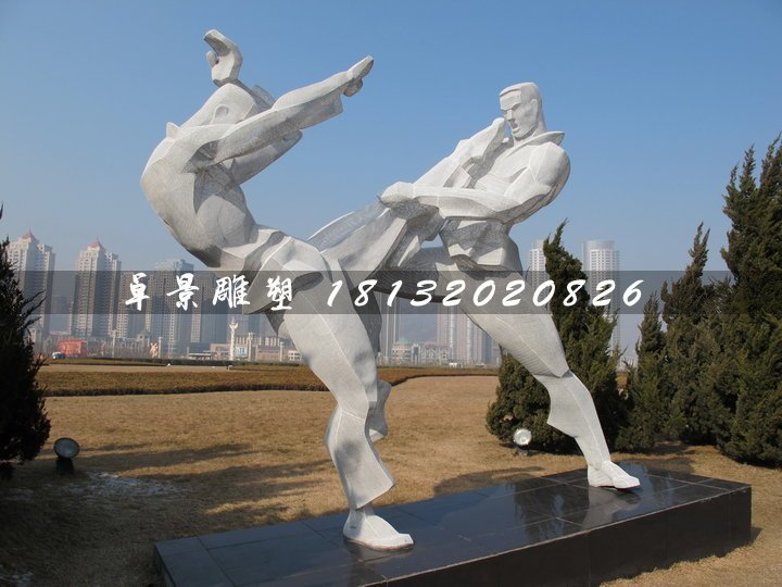 武術雕塑，不銹鋼抽象人物