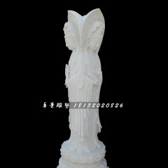 漢白玉三面觀音，立式佛像