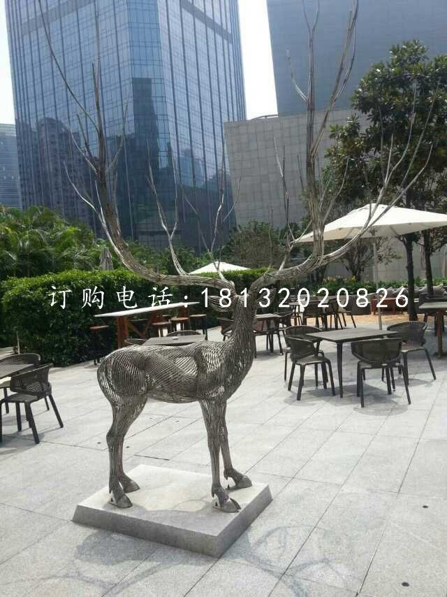 馴鹿雕塑，不銹鋼創意動物雕塑