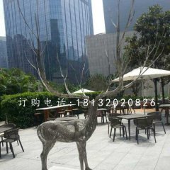馴鹿雕塑，不銹鋼創意動物雕塑