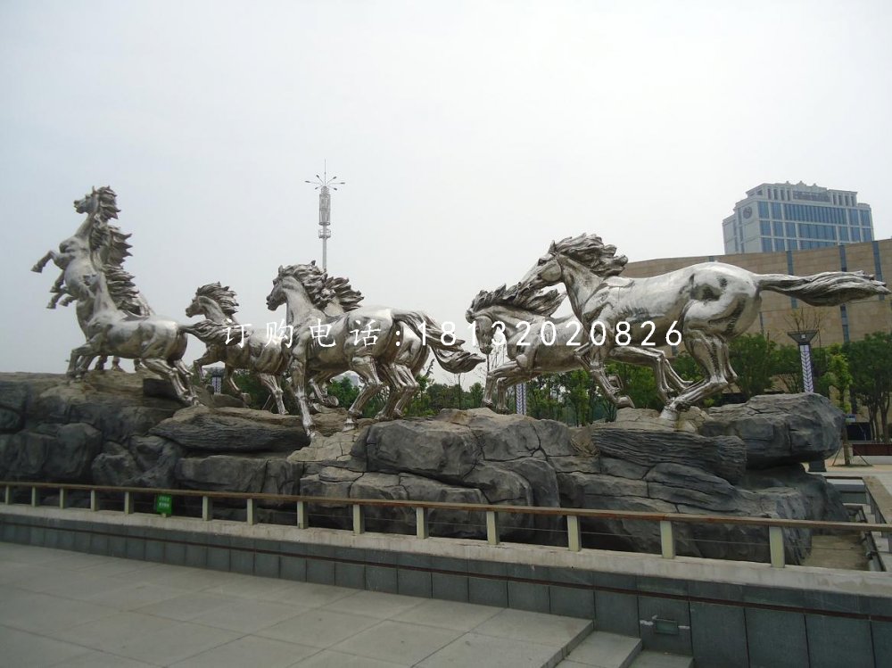 奔騰的馬雕塑，不銹鋼馬雕塑 (2)