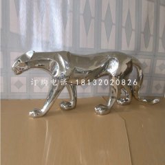 不銹鋼豹子，動物雕塑