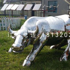 不銹鋼華爾街牛，企業雕塑