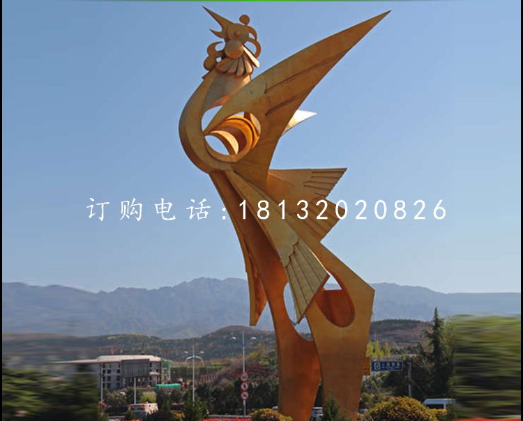 鳳凰雕塑，廣場不銹鋼雕塑