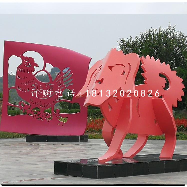不銹鋼十二生肖，抽象動物雕塑 (4)