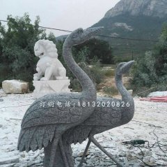 青石仙鶴雕塑，動物石雕