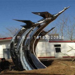 不銹鋼飛翔的天鵝雕塑，公園不銹鋼雕塑