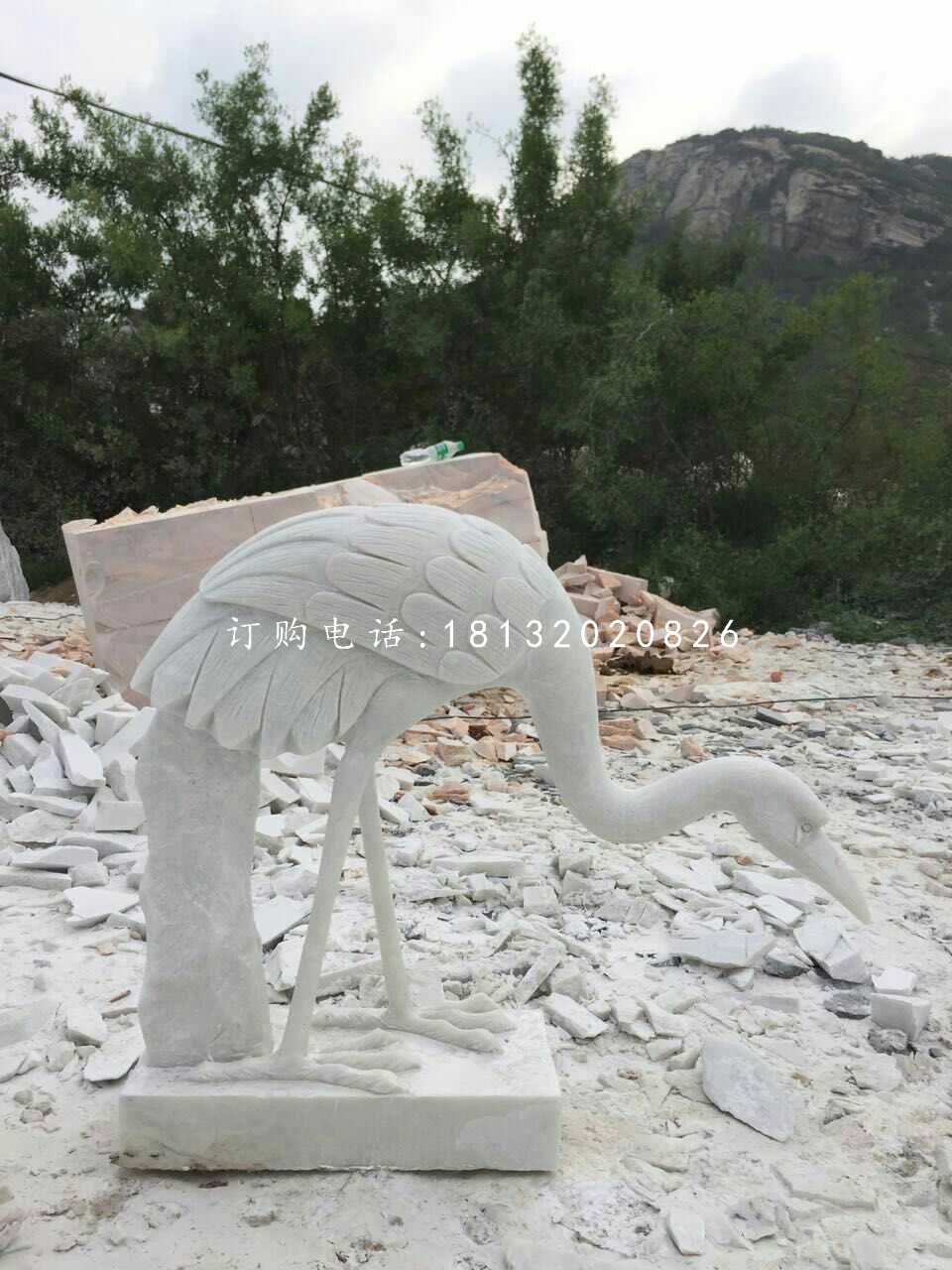 公園仙鶴石雕，漢白玉仙鶴